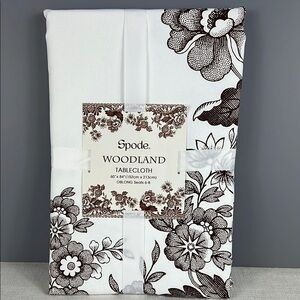 Spode Woodland Tablecloth British Floral Brown and White Oblong 60"x84" NEW